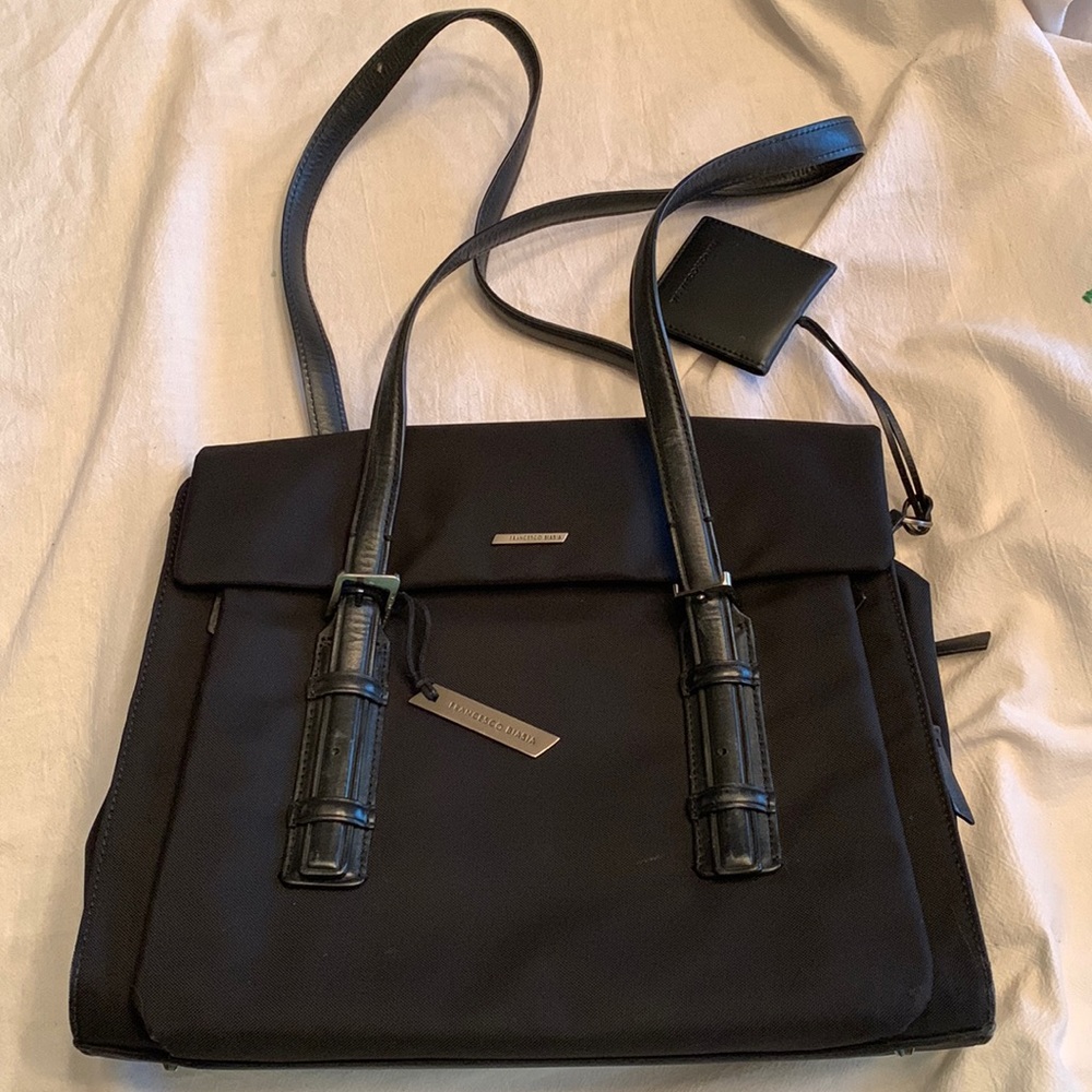 FRANCESCO BIASIA luggage fabric & leather black shoulder bag